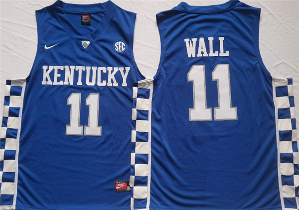 Men's Kentucky Wildcats #11 John Wall Blue Stitched Jersey